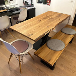 Kundenprojekt: Tischplatte aus Eiche in 3 cm Stärke mit beidseitiger Baumkante!